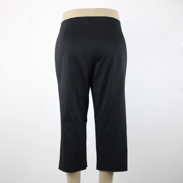 Eleven NEW Sz 16 x 22.5 Black Elastic Waist Unlined Zipper Frt Cotton Capri Pant