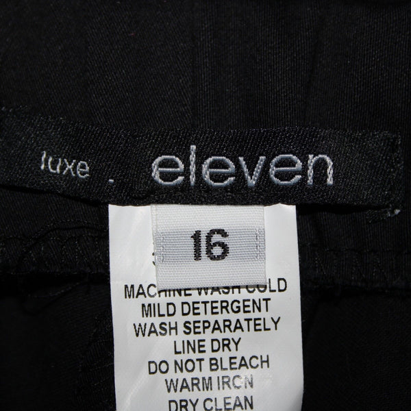Eleven NEW Sz 16 x 22.5 Black Elastic Waist Unlined Zipper Frt Cotton Capri Pant
