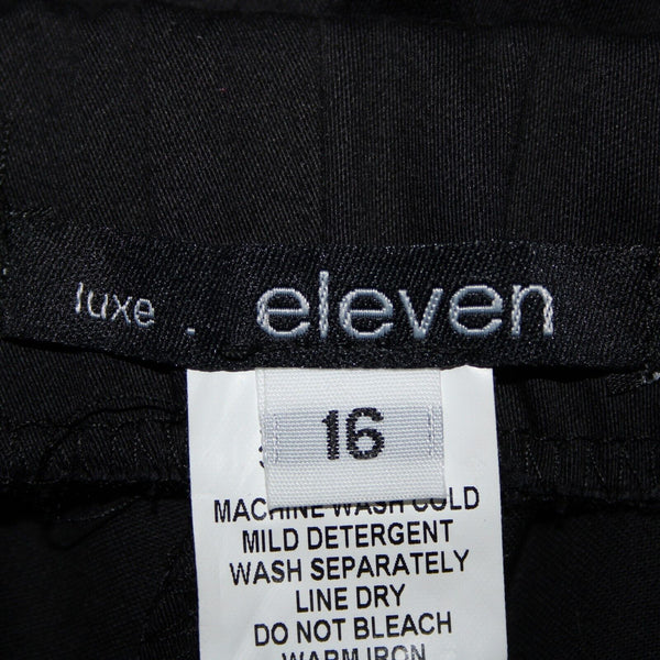 Eleven NEW Sz 16 x 22.5 Black Elastic Waist Unlined Zipper Frt Cotton Capri Pant
