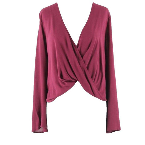 The Life Sz XS Burgundy Red V Neck Twist Front 100% Rayon Top