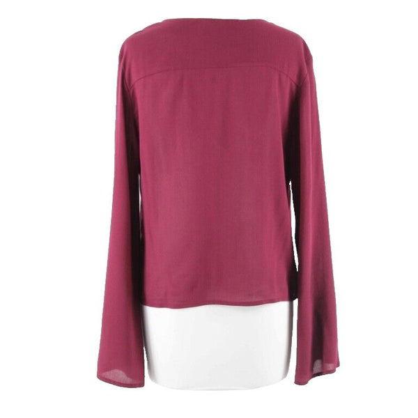 The Life Sz XS Burgundy Red V Neck Twist Front 100% Rayon Top