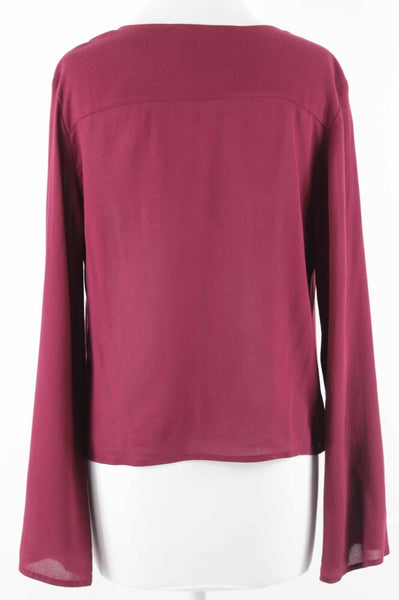 The Life Sz XS Burgundy Red V Neck Twist Front 100% Rayon Top