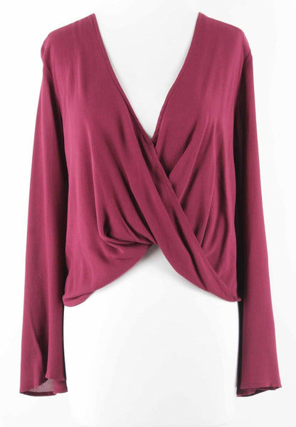 The Life Sz XS Burgundy Red V Neck Twist Front 100% Rayon Top