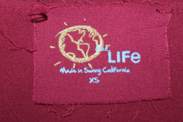 The Life Sz XS Burgundy Red V Neck Twist Front 100% Rayon Top