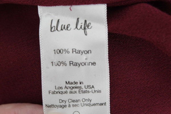 The Life Sz XS Burgundy Red V Neck Twist Front 100% Rayon Top