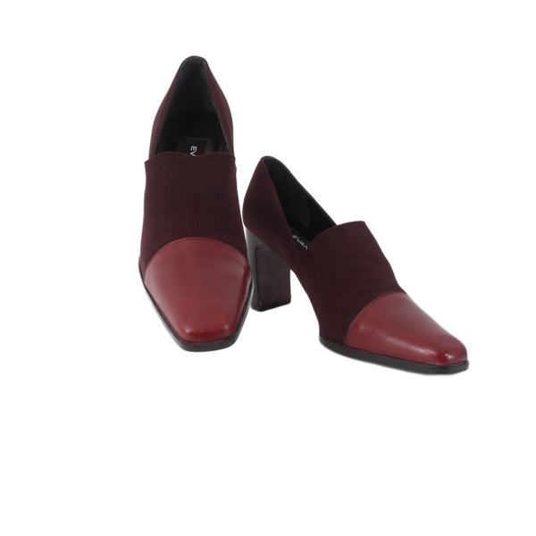 Evan Picone Heels Sz 6 M Burgundy Red Two Toned Leather Suede 3" Heels