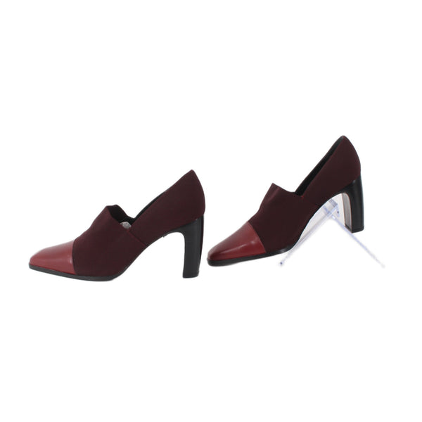 Evan Picone Heels Sz 6 M Burgundy Red Two Toned Leather Suede 3" Heels