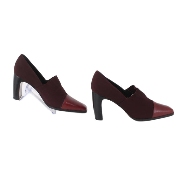 Evan Picone Heels Sz 6 M Burgundy Red Two Toned Leather Suede 3" Heels