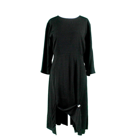 LOFT NEW Sz 12P Black Midi Front Slit Back Zip Top Lined Rayon Polyester Dress