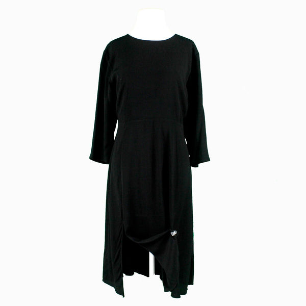 LOFT NEW Sz 12P Black Midi Front Slit Back Zip Top Lined Rayon Polyester Dress