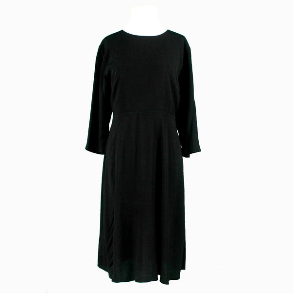 LOFT NEW Sz 12P Black Midi Front Slit Back Zip Top Lined Rayon Polyester Dress
