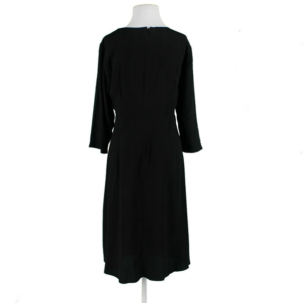 LOFT NEW Sz 12P Black Midi Front Slit Back Zip Top Lined Rayon Polyester Dress