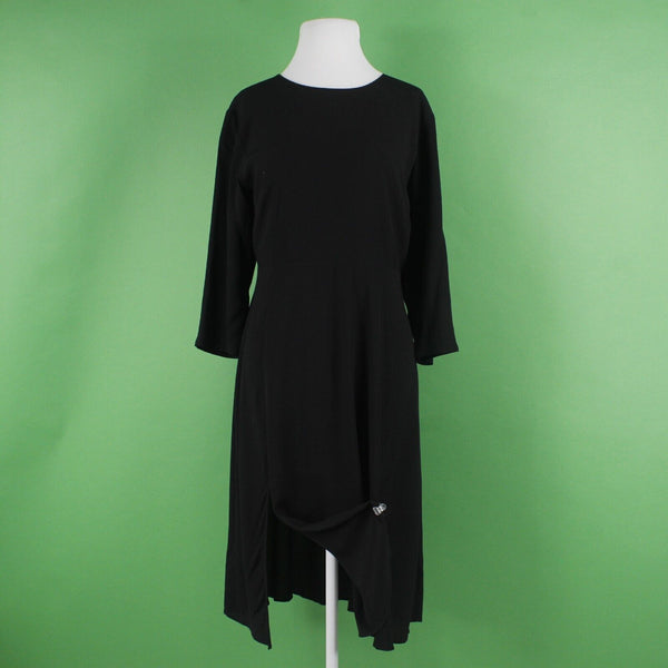 LOFT NEW Sz 12P Black Midi Front Slit Back Zip Top Lined Rayon Polyester Dress