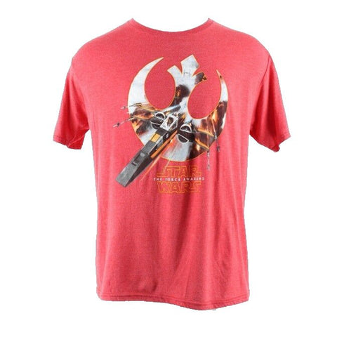 Star Wars Sz XL Red Multi The Force Awakens X Wing Cotton Blend T Shirt