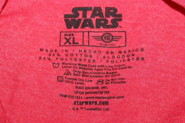 Star Wars Sz XL Red Multi The Force Awakens X Wing Cotton Blend T Shirt