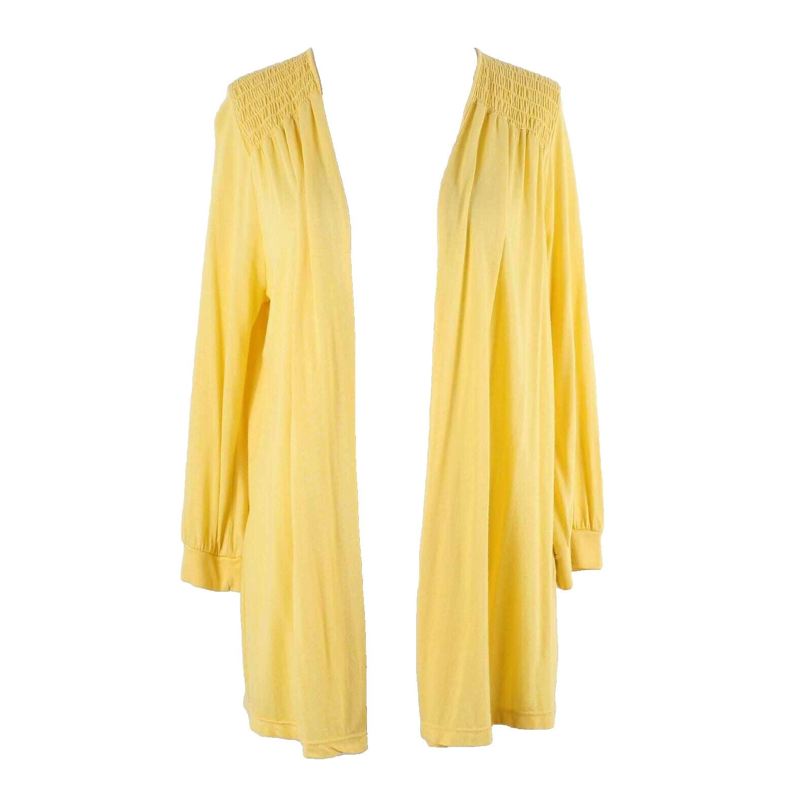 Splendid Sz M Yellow Smocked Shoulders Draped Back Cotton Modal Cardigan