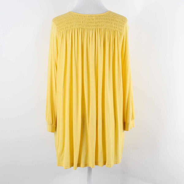 Splendid Sz M Yellow Smocked Shoulders Draped Back Cotton Modal Cardigan