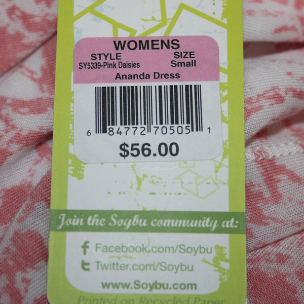 Soybu NEW $56 Amanada Sz S Pink White Racer Back Lined Polyester Rayon Dress