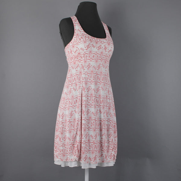 Soybu NEW $56 Amanada Sz S Pink White Racer Back Lined Polyester Rayon Dress