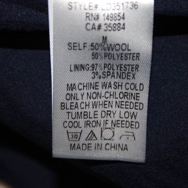 Sage The Label Sz M Navy Blue Gray Lined Buttons Wool Polyester Cropped Jacket