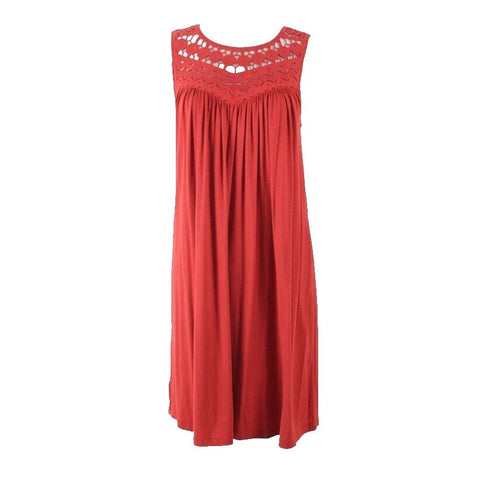 Loft Sz XS Burgundy Red Crochet Neck Back Rayon Blend Jersey Dress