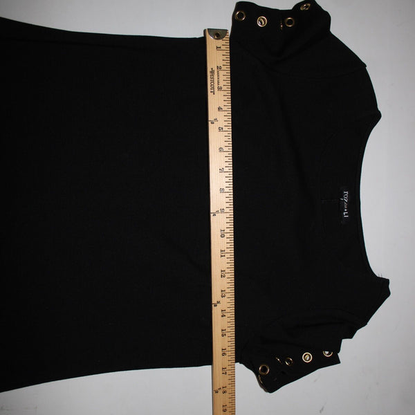 Roz Ali Sz 4 Black Bronze Rivet Studded Detail Unlined Rayon Spandex Dress