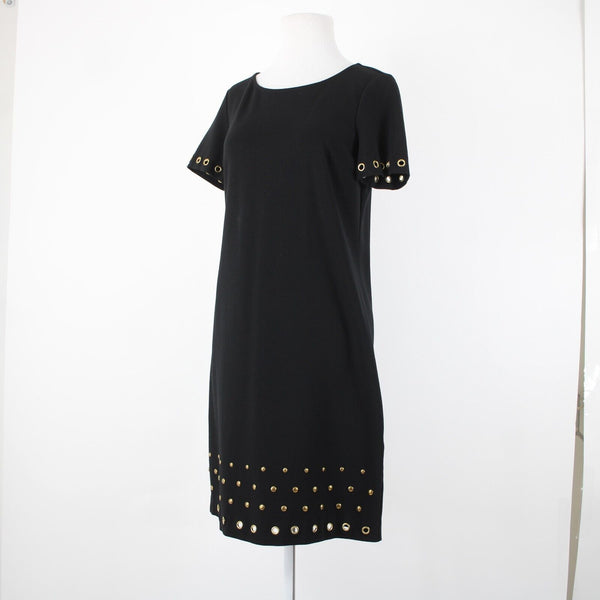 Roz Ali Sz 4 Black Bronze Rivet Studded Detail Unlined Rayon Spandex Dress