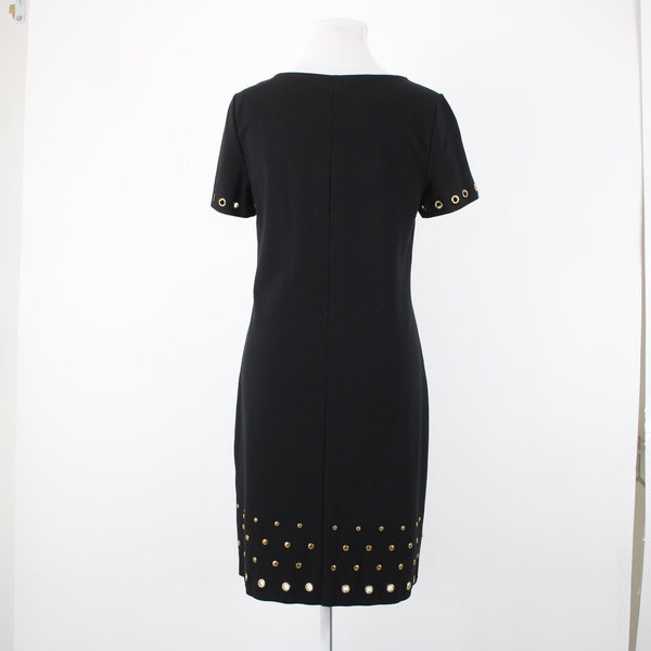Roz Ali Sz 4 Black Bronze Rivet Studded Detail Unlined Rayon Spandex Dress