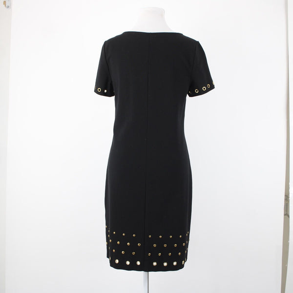 Roz Ali Sz 4 Black Bronze Rivet Studded Detail Unlined Rayon Spandex Dress