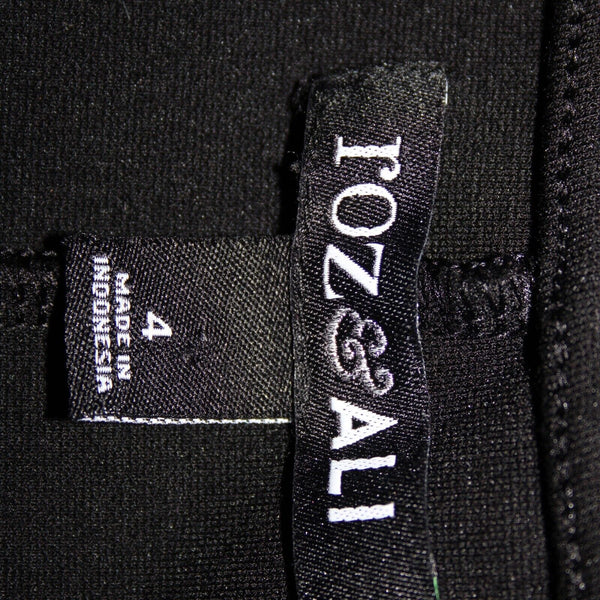 Roz Ali Sz 4 Black Bronze Rivet Studded Detail Unlined Rayon Spandex Dress