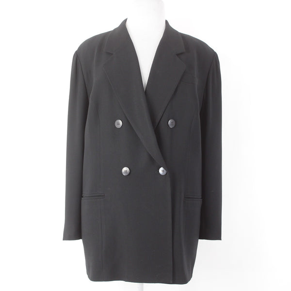 Evan Picone Blazer Jacket Sz 22 Black Double Breasted Pockets Triactate Blazer