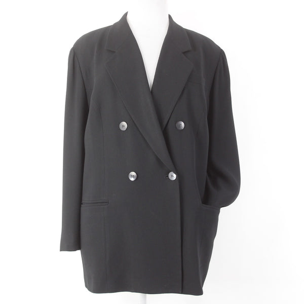 Evan Picone Blazer Jacket Sz 22 Black Double Breasted Pockets Triactate Blazer