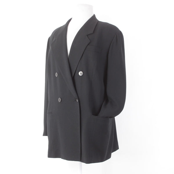 Evan Picone Blazer Jacket Sz 22 Black Double Breasted Pockets Triactate Blazer