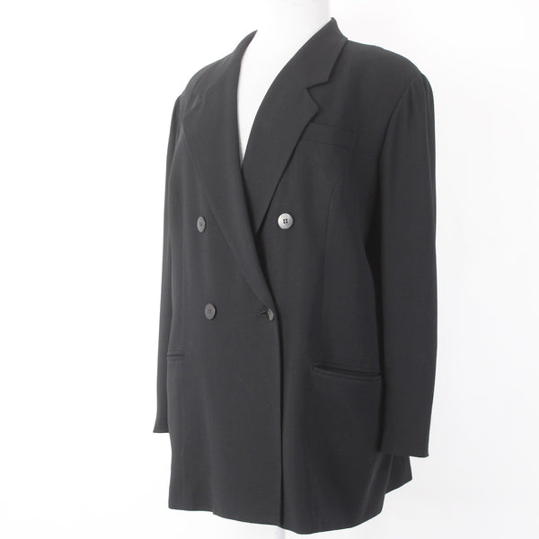 Evan Picone Blazer Jacket Sz 22 Black Double Breasted Pockets Triactate Blazer