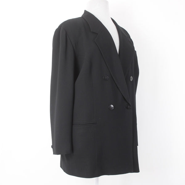 Evan Picone Blazer Jacket Sz 22 Black Double Breasted Pockets Triactate Blazer
