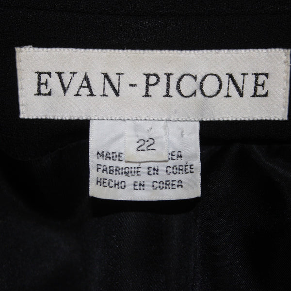Evan Picone Blazer Jacket Sz 22 Black Double Breasted Pockets Triactate Blazer