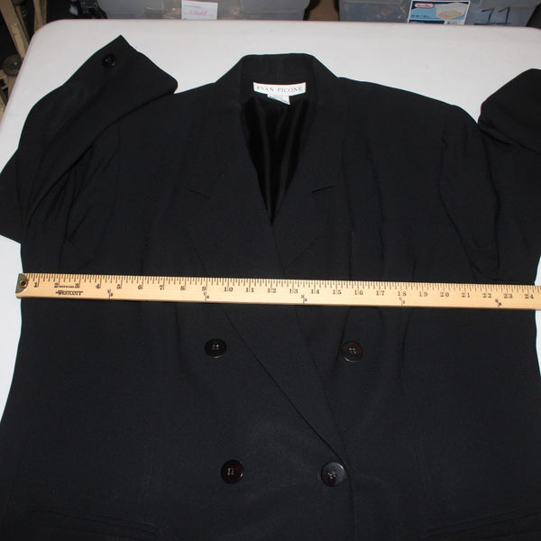 Evan Picone Blazer Jacket Sz 22 Black Double Breasted Pockets Triactate Blazer
