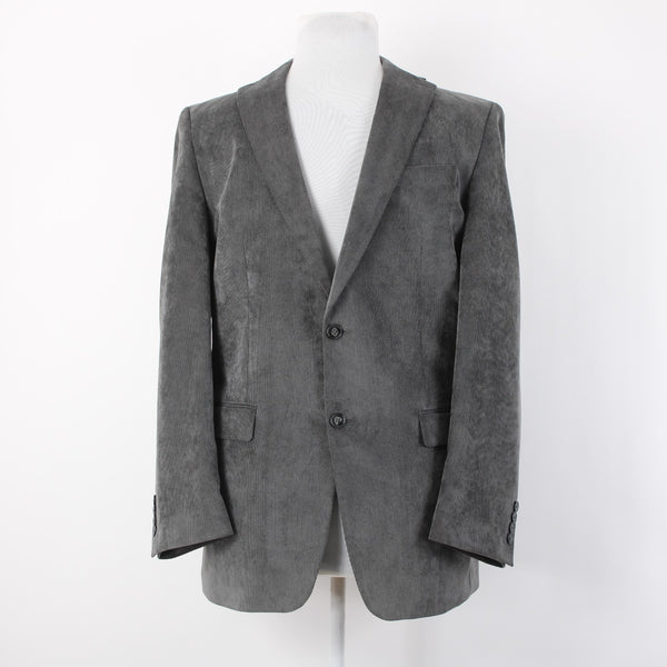 Calvin Klein Sz 40L Dark Gray Fine Wale Corduroy Polyester Blend Blazer Jacket