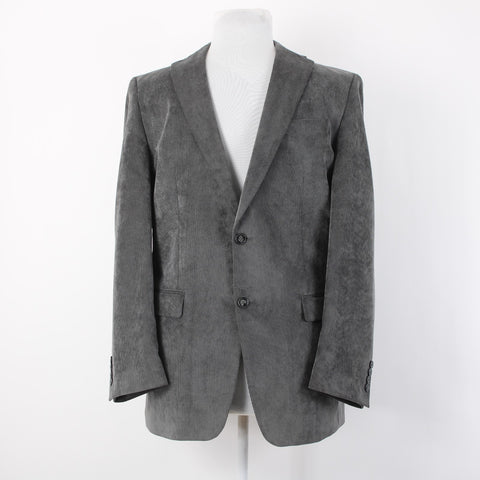 Calvin Klein Sz 40L Dark Gray Fine Wale Corduroy Polyester Blend Blazer Jacket