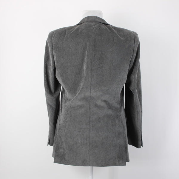 Calvin Klein Sz 40L Dark Gray Fine Wale Corduroy Polyester Blend Blazer Jacket