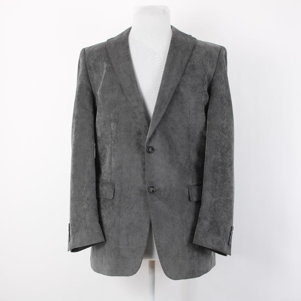 Calvin Klein Sz 40L Dark Gray Fine Wale Corduroy Polyester Blend Blazer Jacket