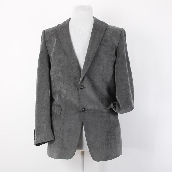 Calvin Klein Sz 40L Dark Gray Fine Wale Corduroy Polyester Blend Blazer Jacket