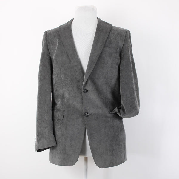 Calvin Klein Sz 40L Dark Gray Fine Wale Corduroy Polyester Blend Blazer Jacket
