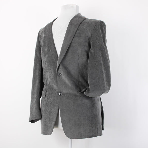 Calvin Klein Sz 40L Dark Gray Fine Wale Corduroy Polyester Blend Blazer Jacket
