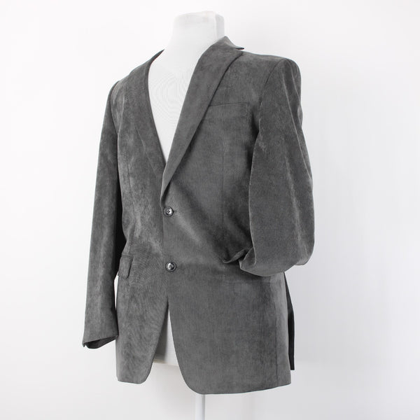 Calvin Klein Sz 40L Dark Gray Fine Wale Corduroy Polyester Blend Blazer Jacket