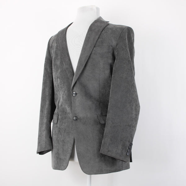 Calvin Klein Sz 40L Dark Gray Fine Wale Corduroy Polyester Blend Blazer Jacket