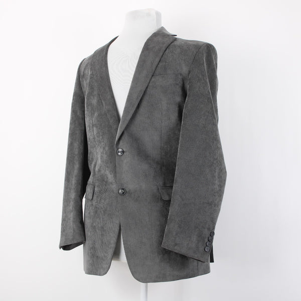 Calvin Klein Sz 40L Dark Gray Fine Wale Corduroy Polyester Blend Blazer Jacket