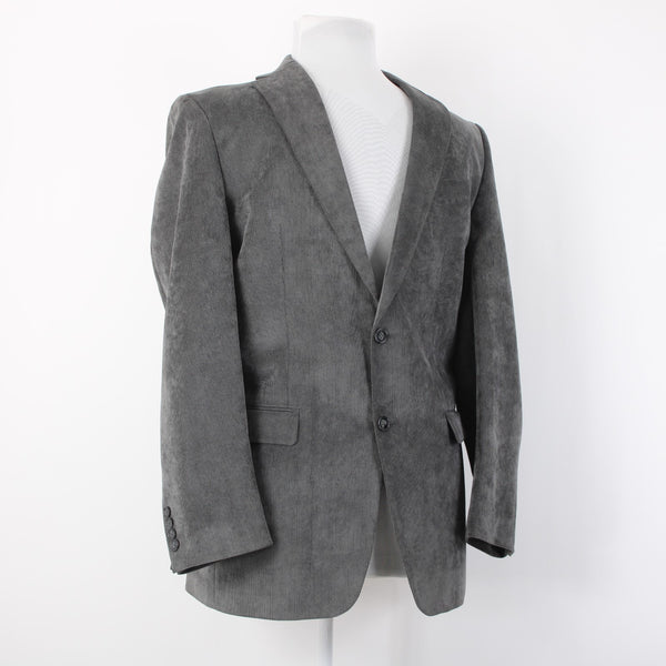 Calvin Klein Sz 40L Dark Gray Fine Wale Corduroy Polyester Blend Blazer Jacket