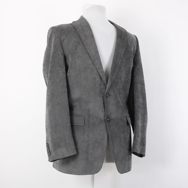 Calvin Klein Sz 40L Dark Gray Fine Wale Corduroy Polyester Blend Blazer Jacket