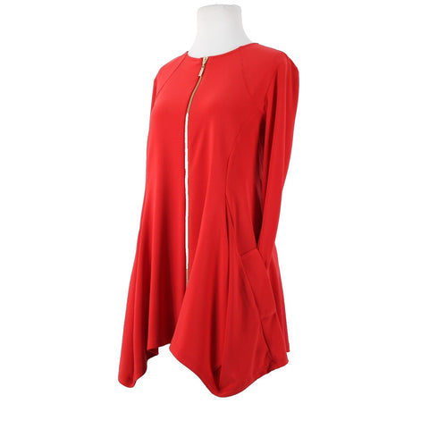 Joseph Ribkoff Sz 6 Red Gold Zipper Peplum No Fabric Label AS IS Jacket